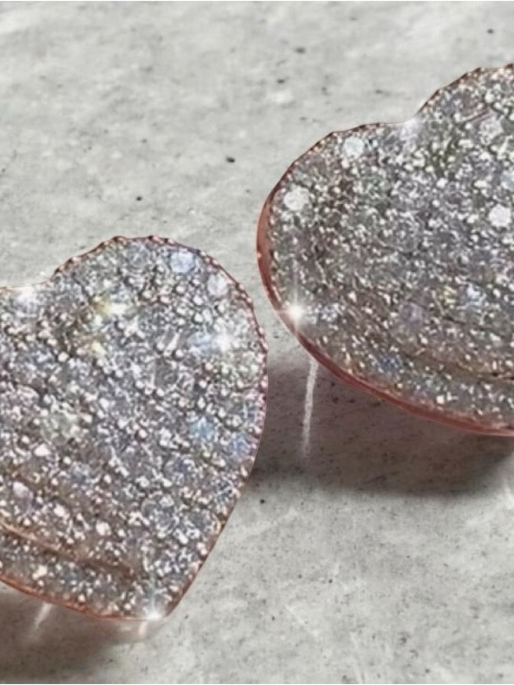 Heart Pave Stud Earrings - Silver Sparkle mossinite .